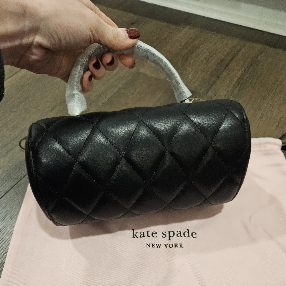 NWT ♠️ Kate Spade Heart 3D Barrel Quilted Leather Specialty Bag+Dusty $429